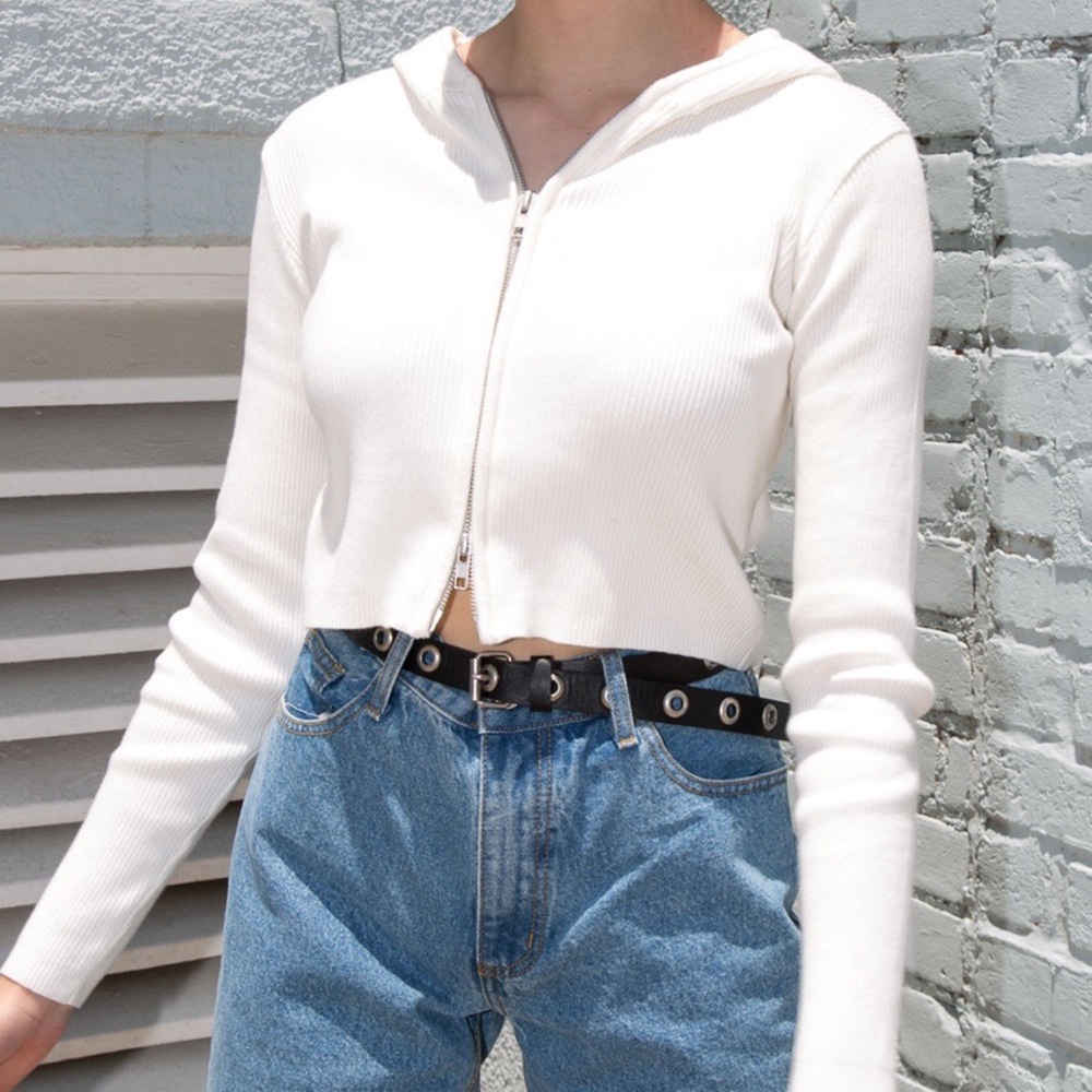 brandy melville white arden crop hoodie